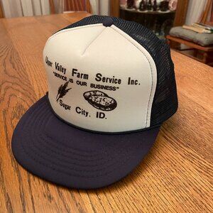Vintage Upper Valley Farm Service Sugar City Idaho Snapback Trucker Hat Cap